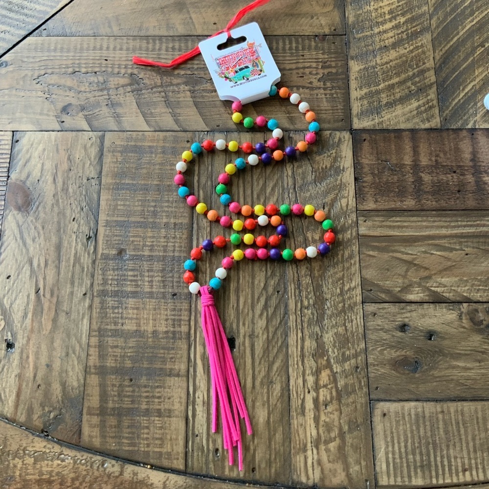 Miss MudPie Multi Beaded Tassel Necklace